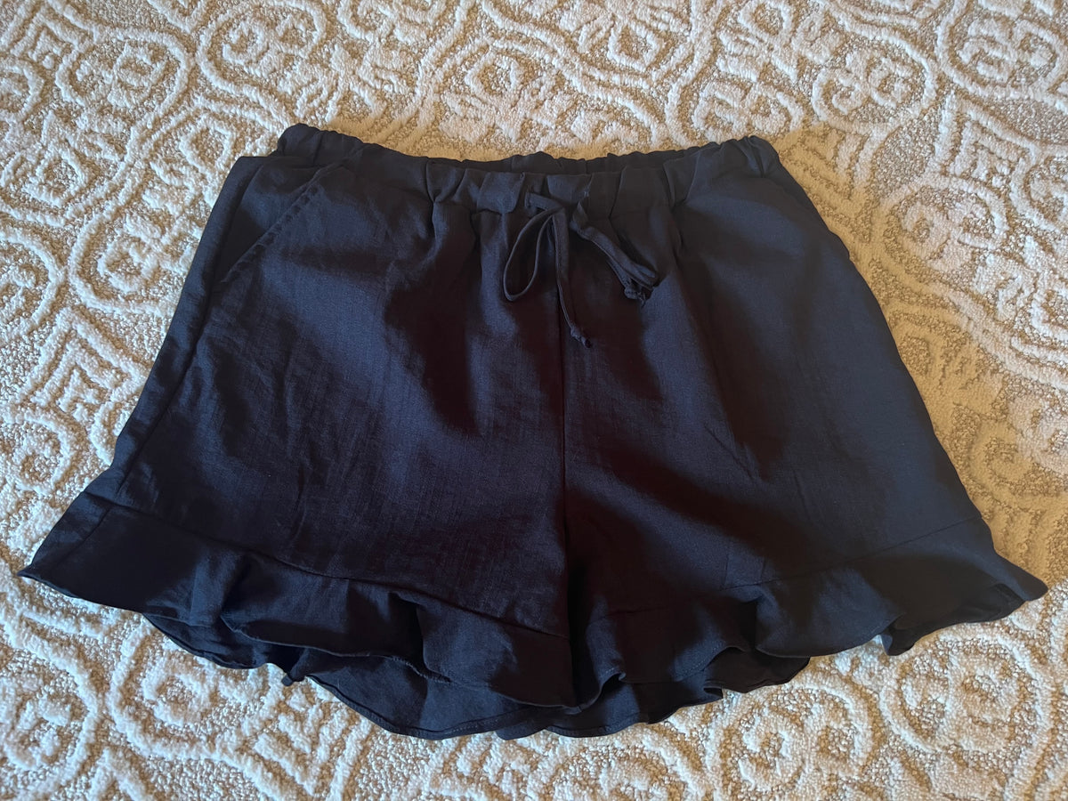Black Shorts w/Ruffle Hemline