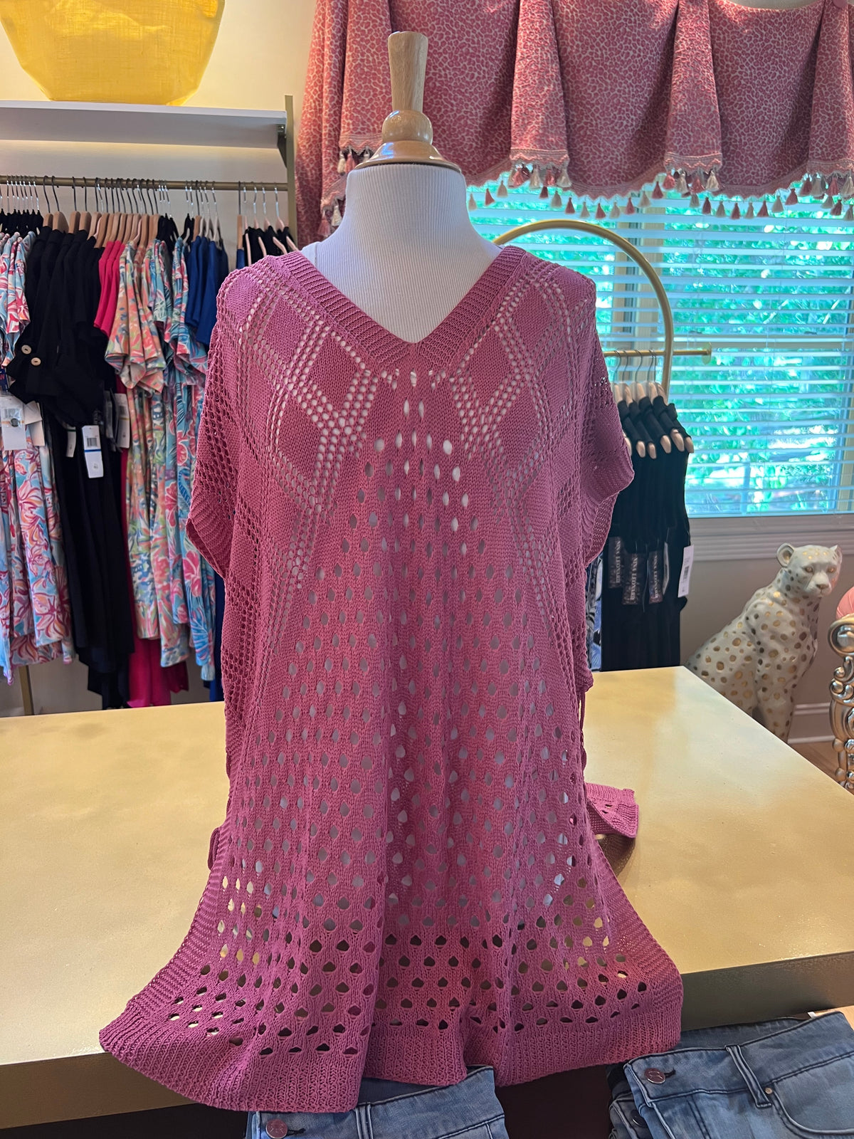 Rose Poncho w/Side Tie