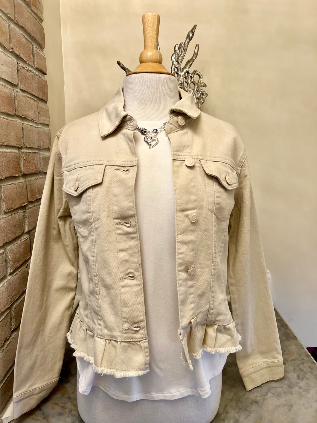 Stone Peplum Denim Jacket
