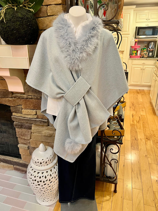 Light Blue Faux Fur Pull Through Wrap
