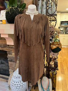 Brown Stretch Suede Dress