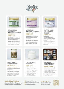 Tallow Body Butter, All Natural Grass Fed Beef Tallow Moisturizer with Vitamin E and Jojoba Oil
