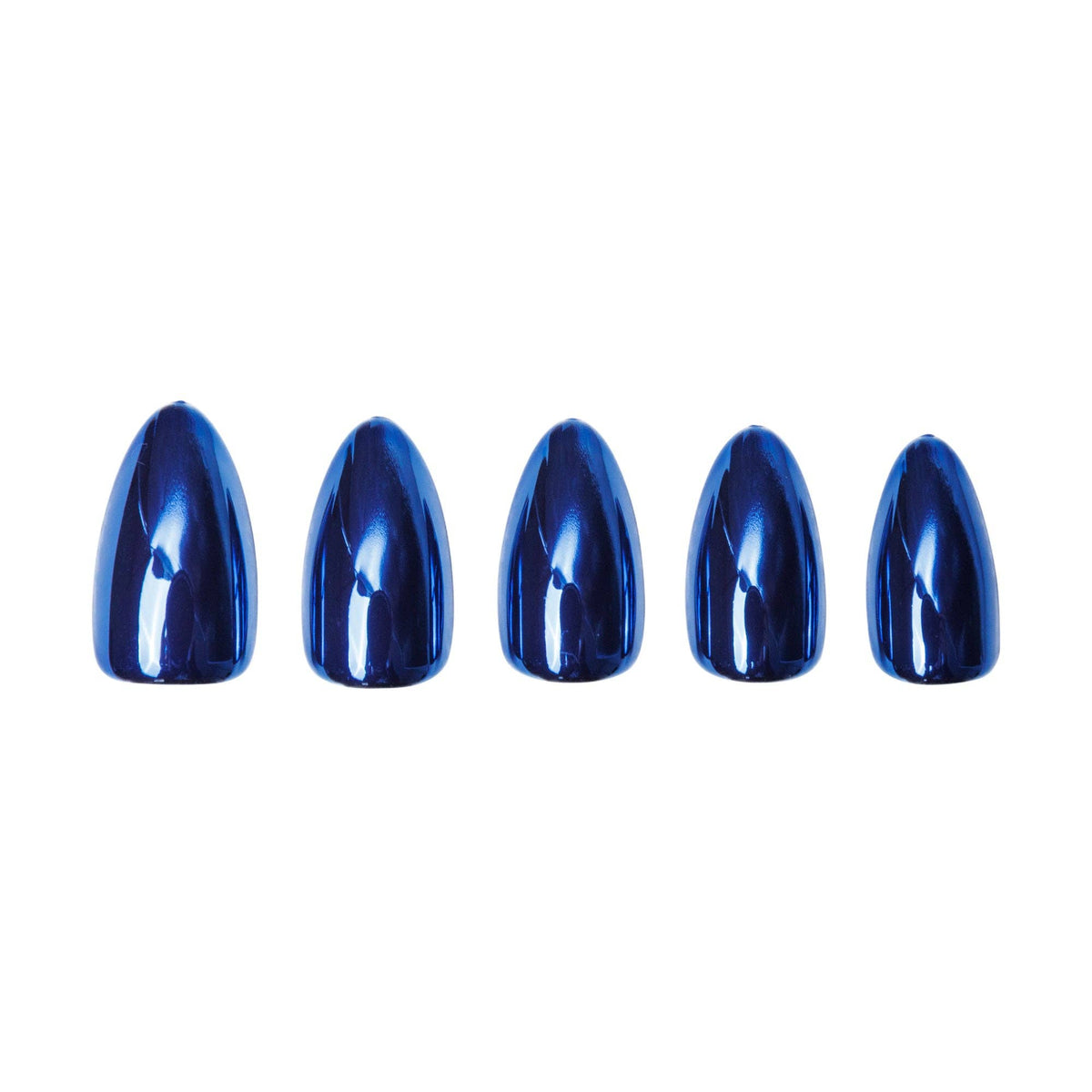 Blue Steel Press-On Nails | Short Almond Metallic Blue