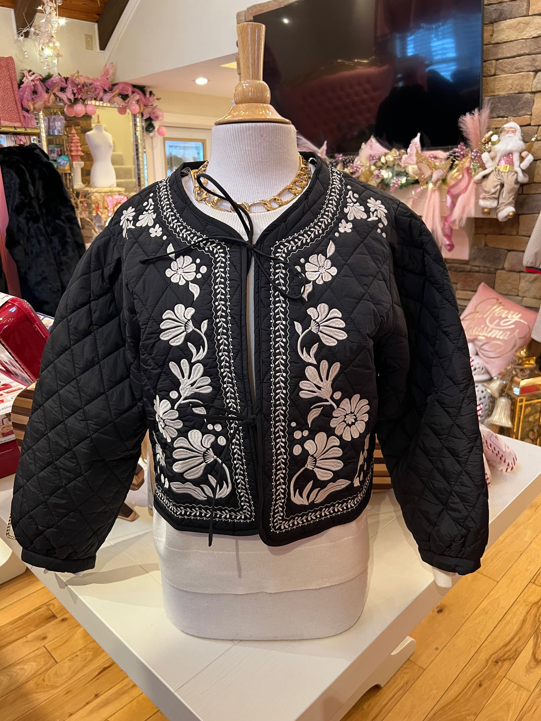 Quilted Floral Embroidered Jacket