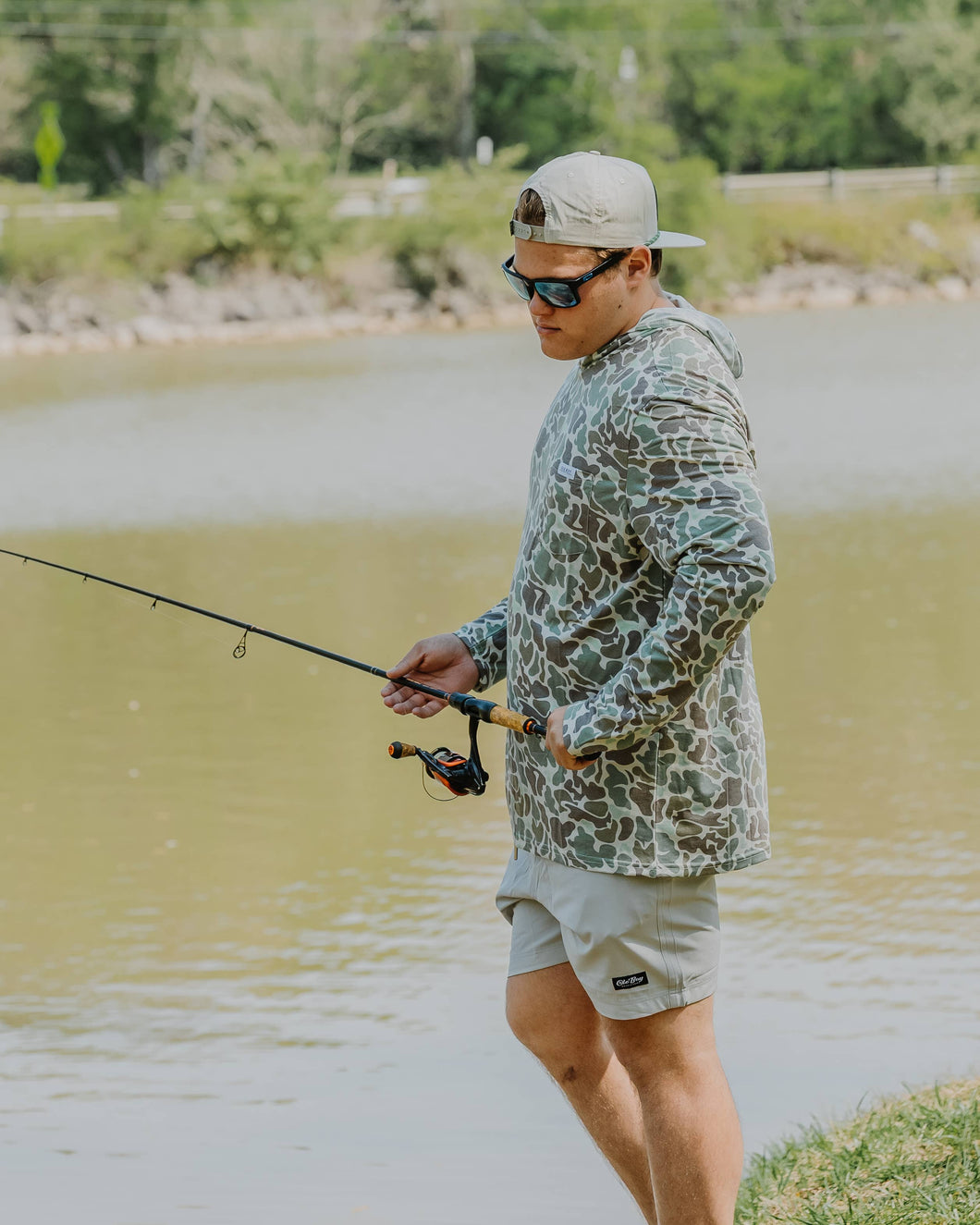 OLE BOY Performance Hooded Tee - Green Camo