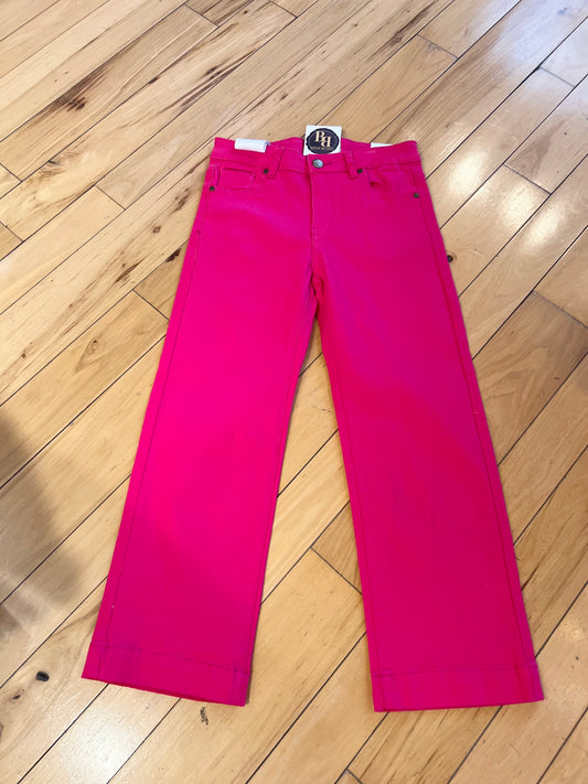 Maria Berry Pink Cropped Wide Leg Jean