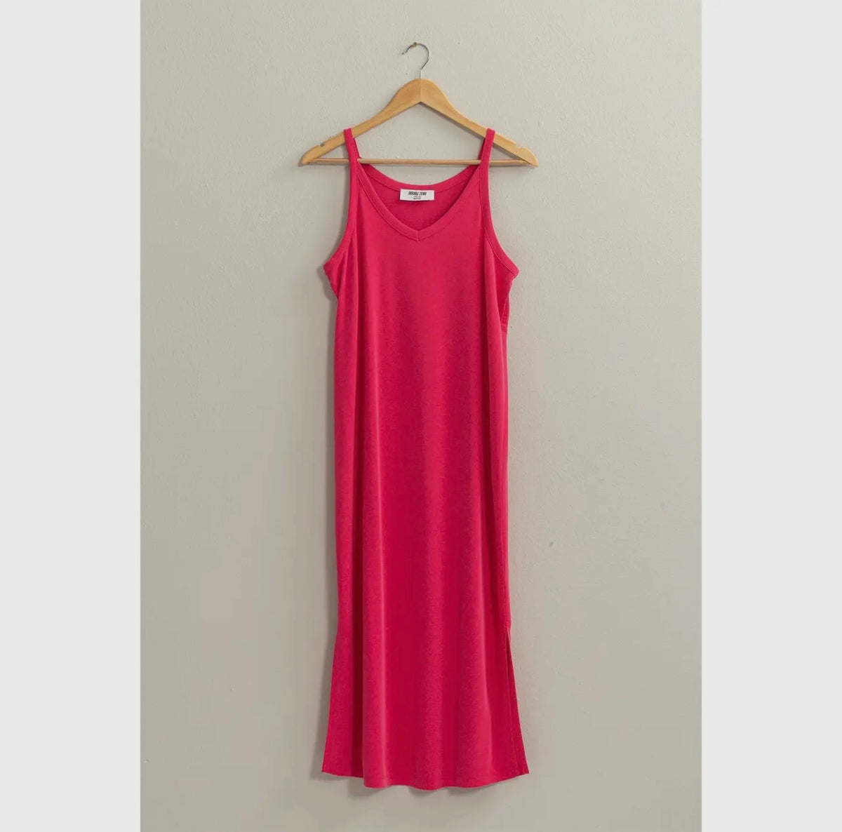 Raspberry V-Neck Midi Dress