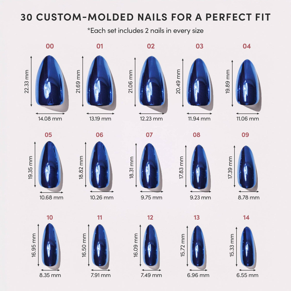 Blue Steel Press-On Nails | Short Almond Metallic Blue
