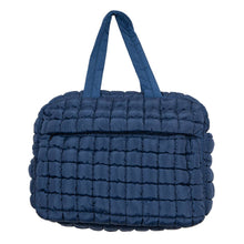 Load image into Gallery viewer, Navy Quilted Weekend Duffel Bag w/ Pass-Thru Slip
