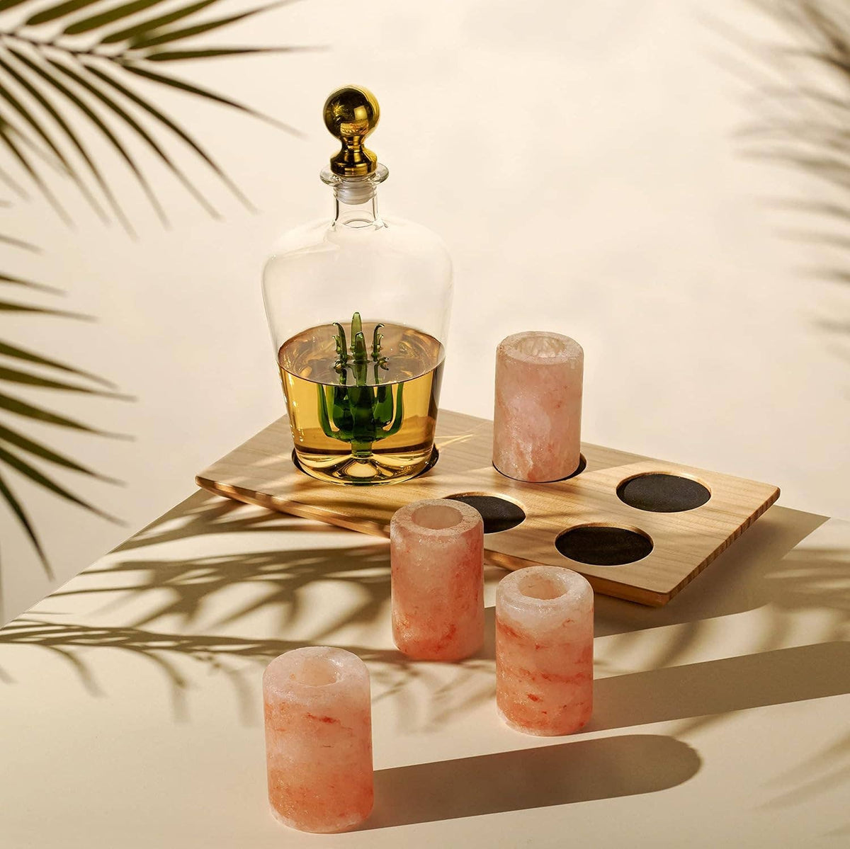 Tequila Decanter Set with Himalayan Salt Shot Glasses
