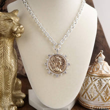 Load image into Gallery viewer, Radiant Relic – Coin Medallion Necklace with Crystal Halo
