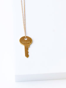 LET GO Dainty Gold Key Necklace