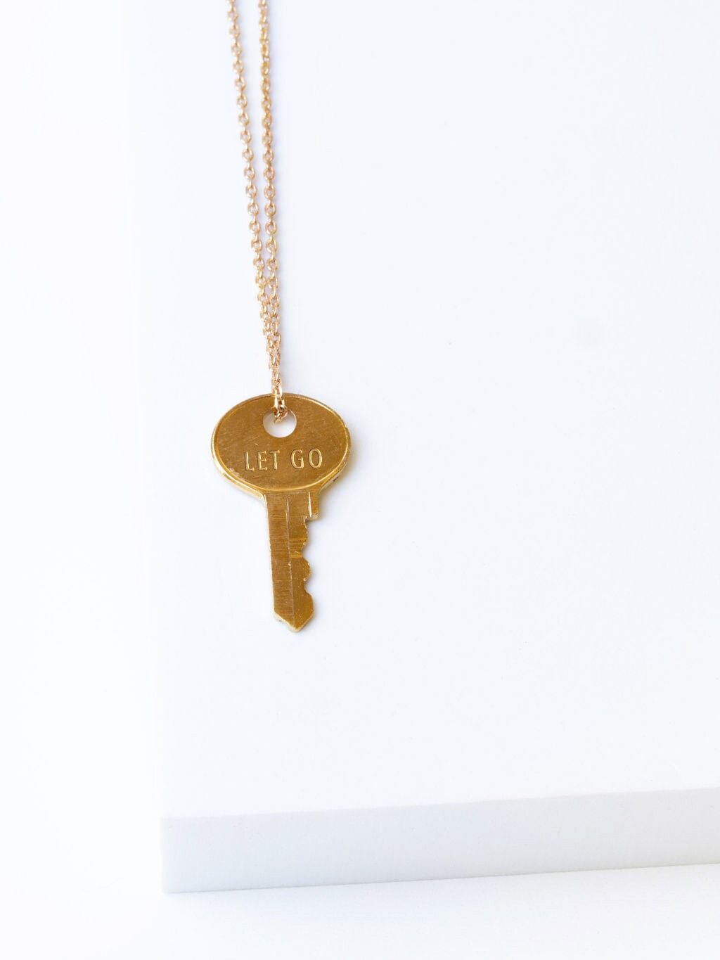 LET GO Dainty Gold Key Necklace