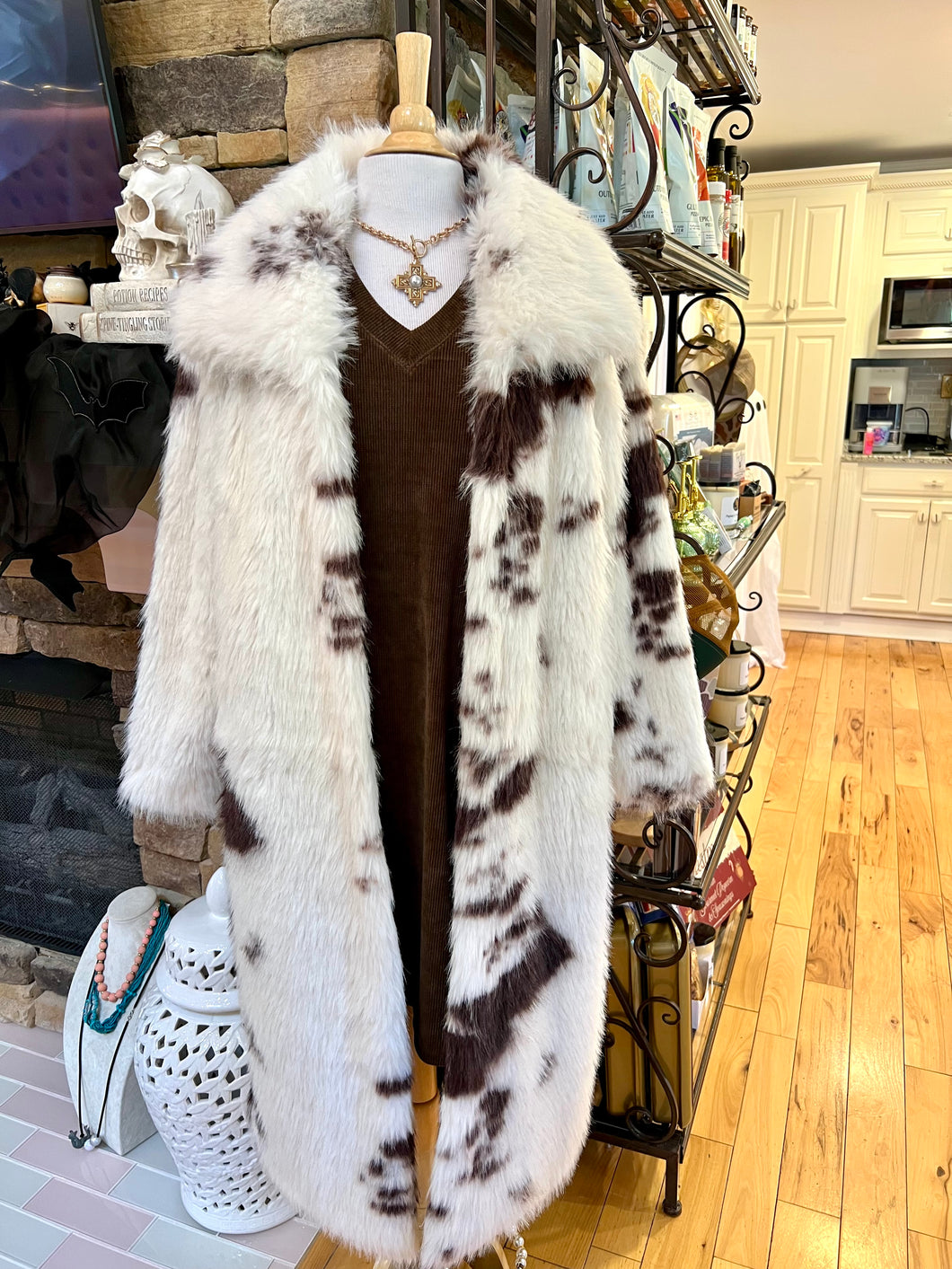 Faux Fur Cow Print Jacket