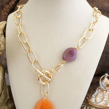 Load image into Gallery viewer, Prism Drift – Marbled Acrylic Stone Lariat Necklace
