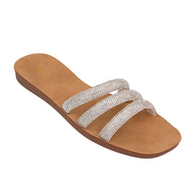 Load image into Gallery viewer, Mia Rhinestone Square Toe Triple-Strap Lightweight Sandal
