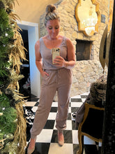 Load image into Gallery viewer, Mocha Jumpsuit &amp; Cardigan Set
