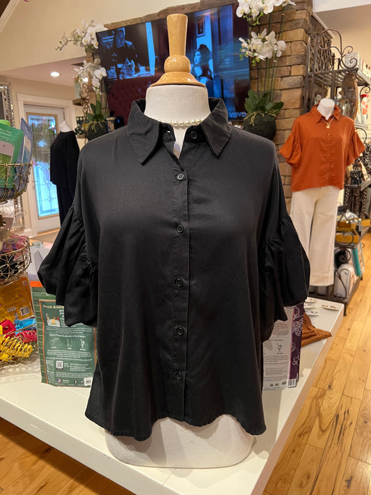 Black Puff Sleeve Shirt