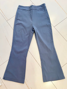 Dusty Blue Pull On Cropped Flare Pant