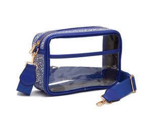 Royal Blue & Rhinestone Cross Body Bag