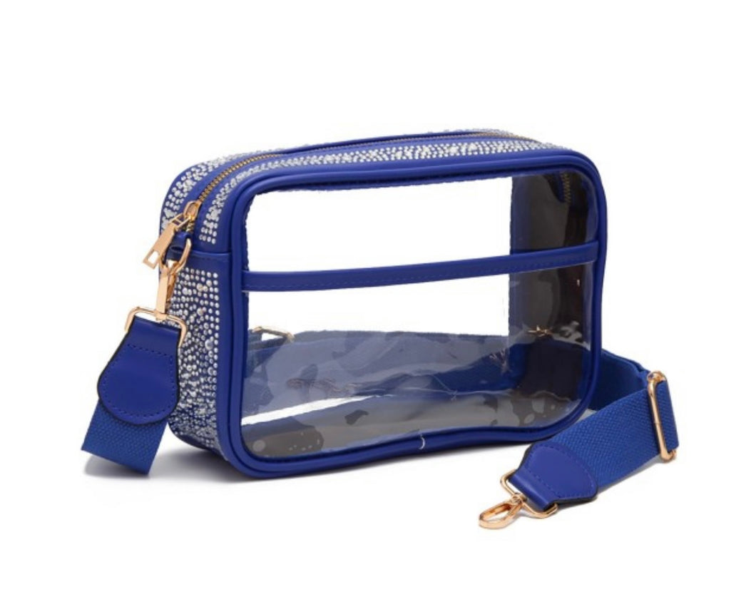 Royal Blue & Rhinestone Cross Body Bag