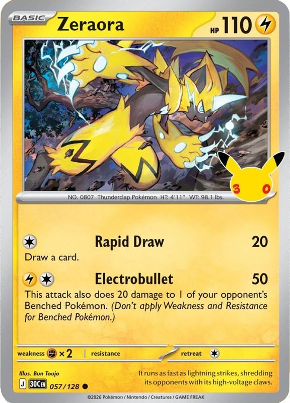 Zeraora – 30th Celebration 057/128 (Near Mint)