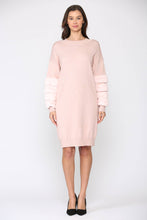 Load image into Gallery viewer, Blush Sweater Dress with Faux Fur
