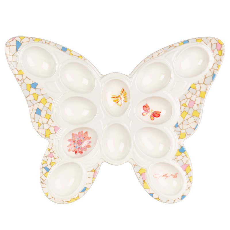 Dolly Parton Jwled Mosaic 12In Butterfly Egg Plate Rm