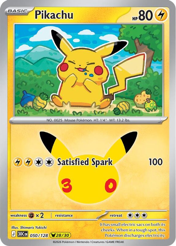 Pikachu – 30th Celebration 050/128 (Near Mint)