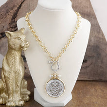 Load image into Gallery viewer, Chunky Statement Necklace – Shackle Coin Pendant Necklace - Gold Silver
