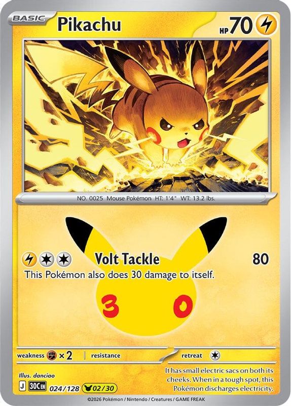 Pikachu – 30th Celebration 024/128 (Near Mint)