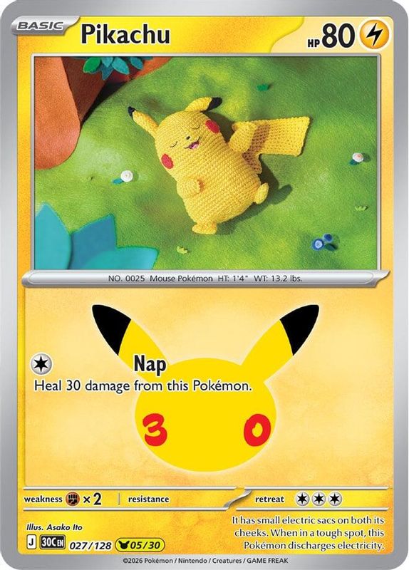 Pikachu – 30th Celebration 027/128 (Near Mint)