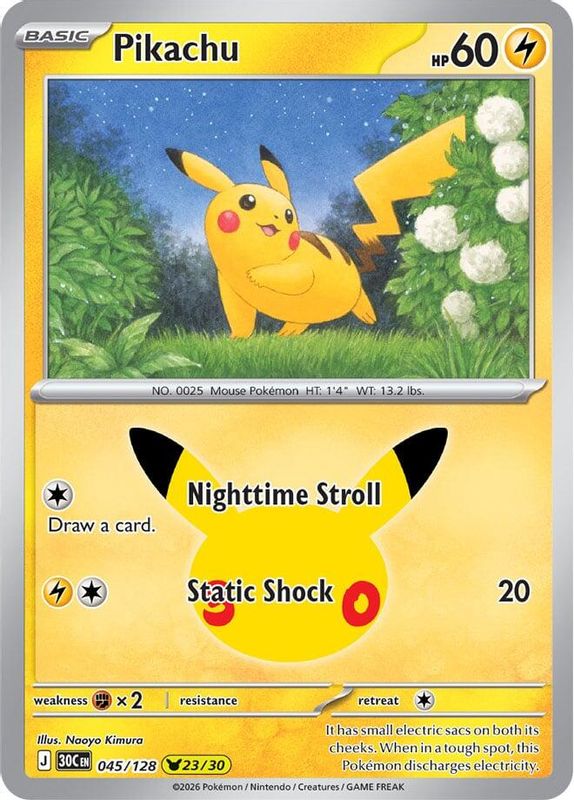 Pikachu – 30th Celebration 045/128 (Near Mint)
