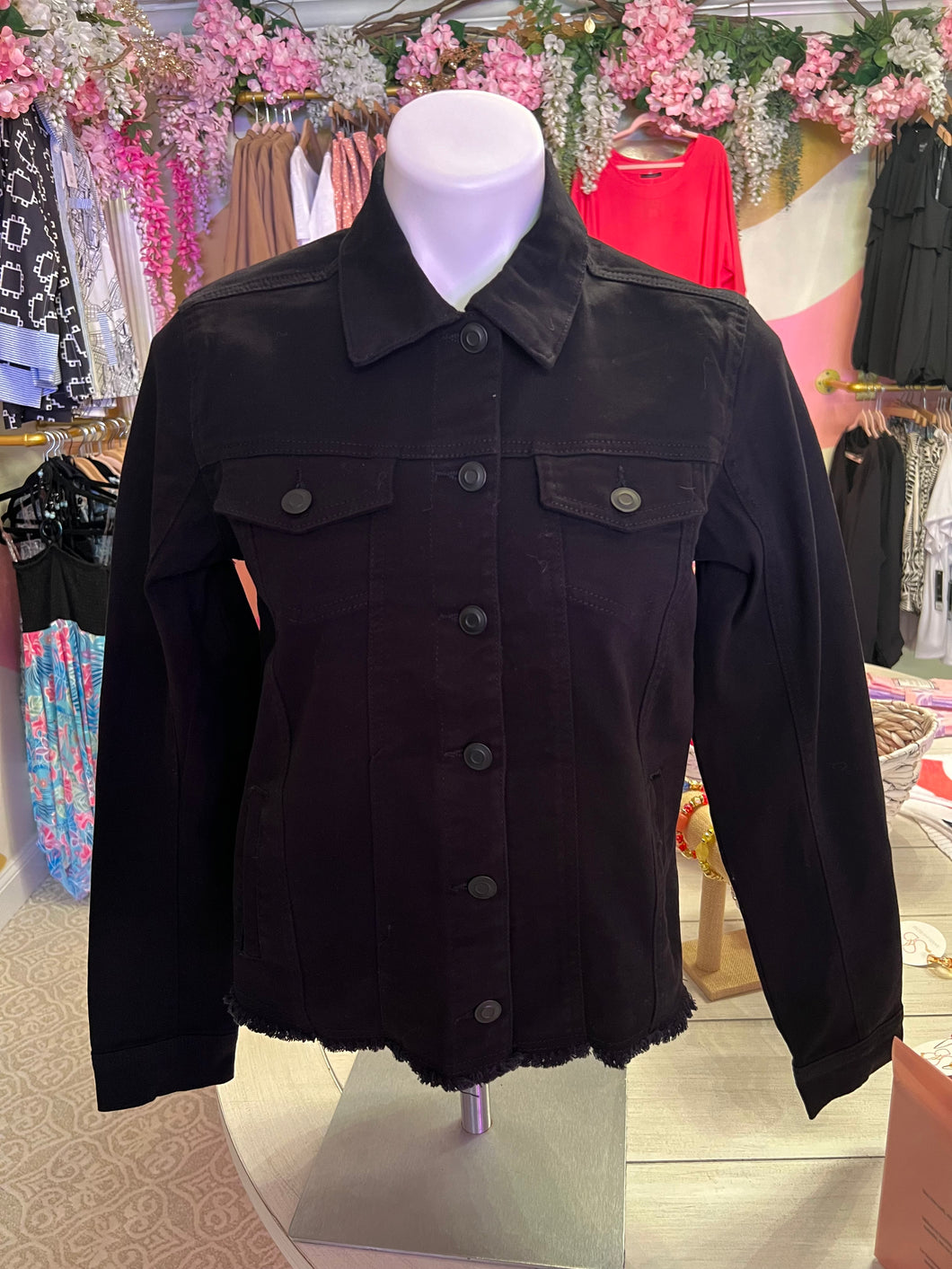Black Frayed Denim Jacket