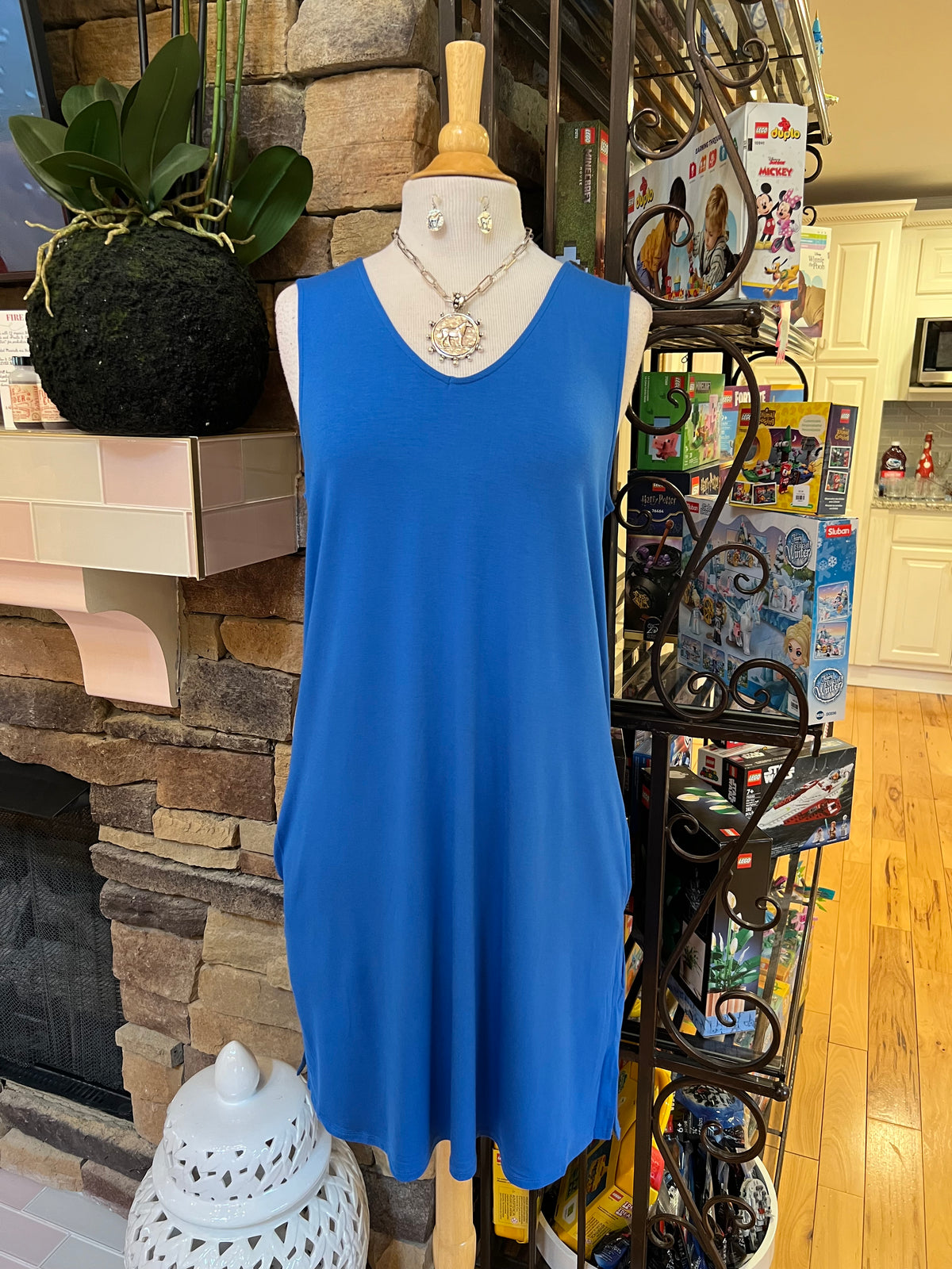 Royal Blue Charlotte Crepe Sleeveless Dress