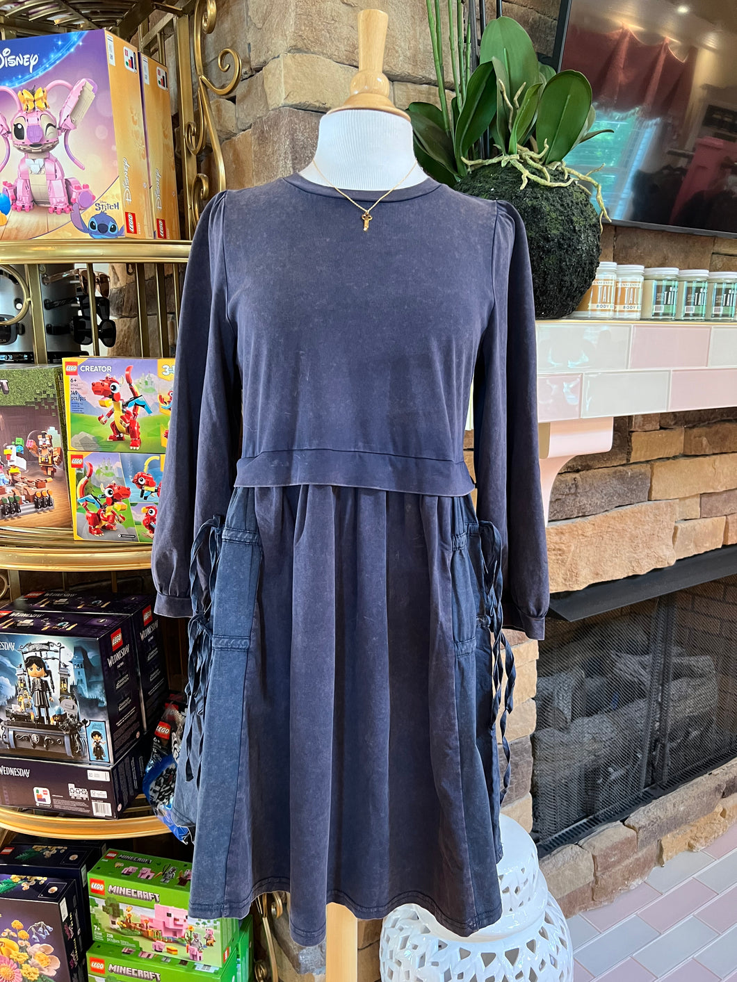 Navy Distressed Dress