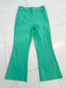 Green Pull On Cropped Flare Pant
