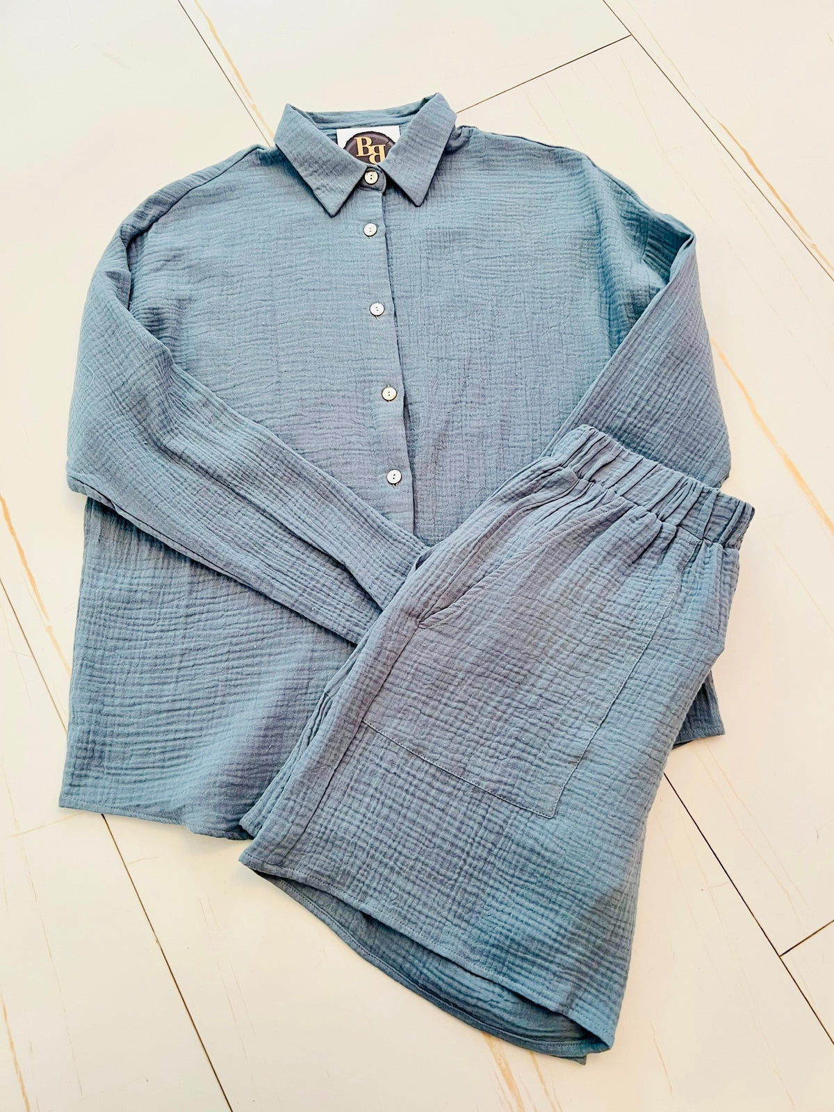 Denim Blue Cotton Gauze Set