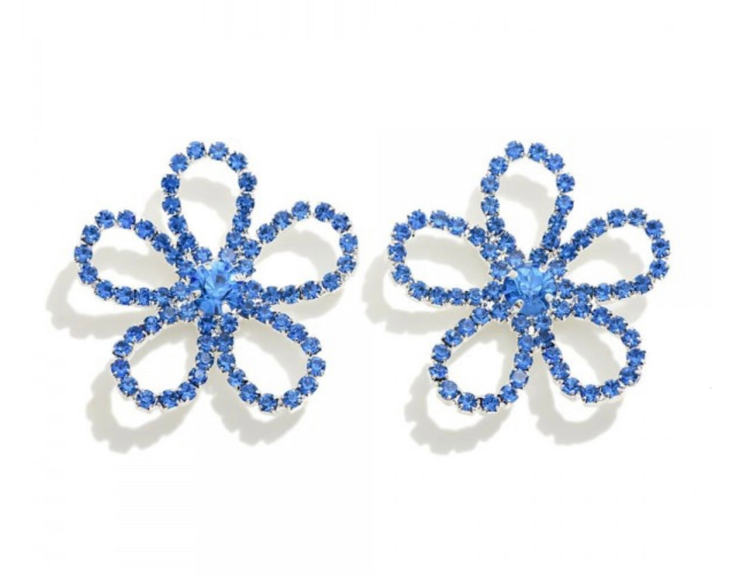 Blue Flower Studded Earrings