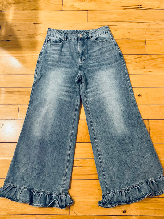 Ruffle Hem Denim