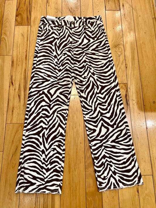 Chocolate Brown Zebra Print Denim