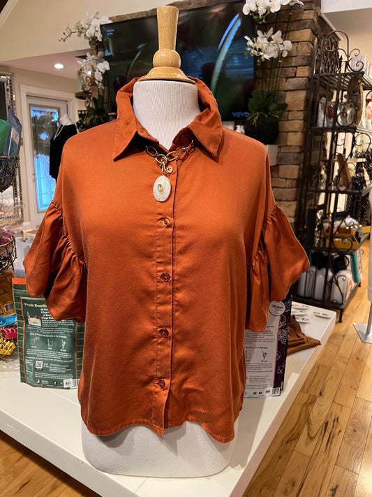 Bombay Brown Puff Sleeve Shirt