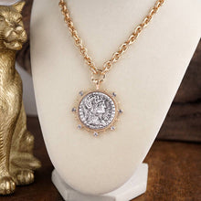 Load image into Gallery viewer, Radiant Relic – Coin Medallion Necklace with Crystal Halo
