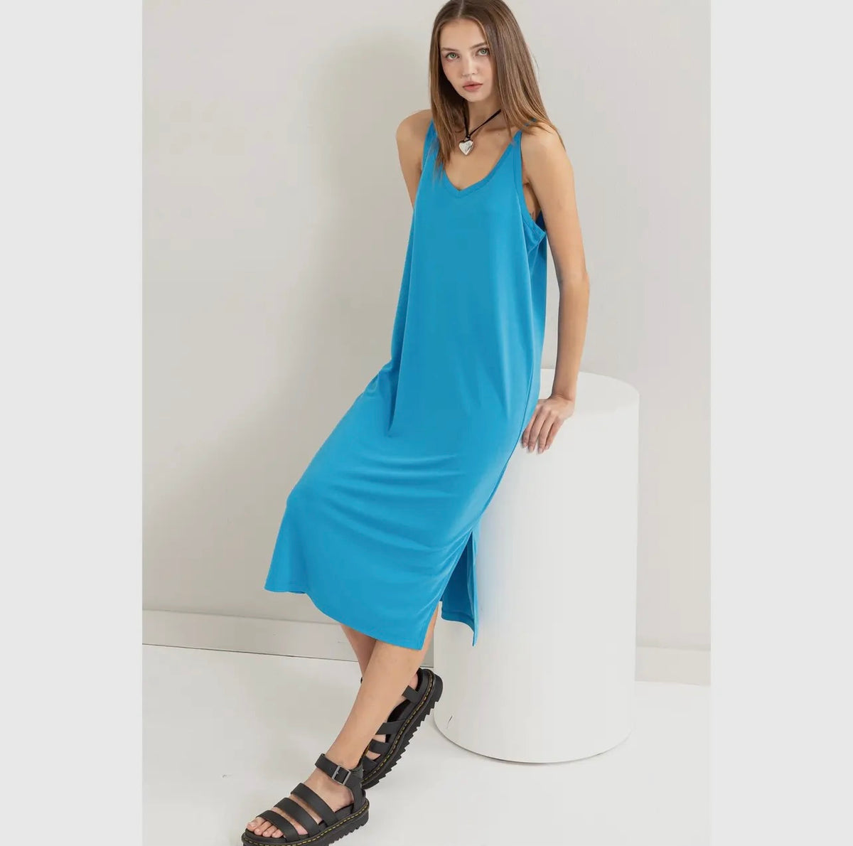 Blue Midi Tank Dress