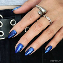 Load image into Gallery viewer, Blue Steel Press-On Nails | Short Almond Metallic Blue
