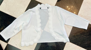 White Scallop Knit Shrug