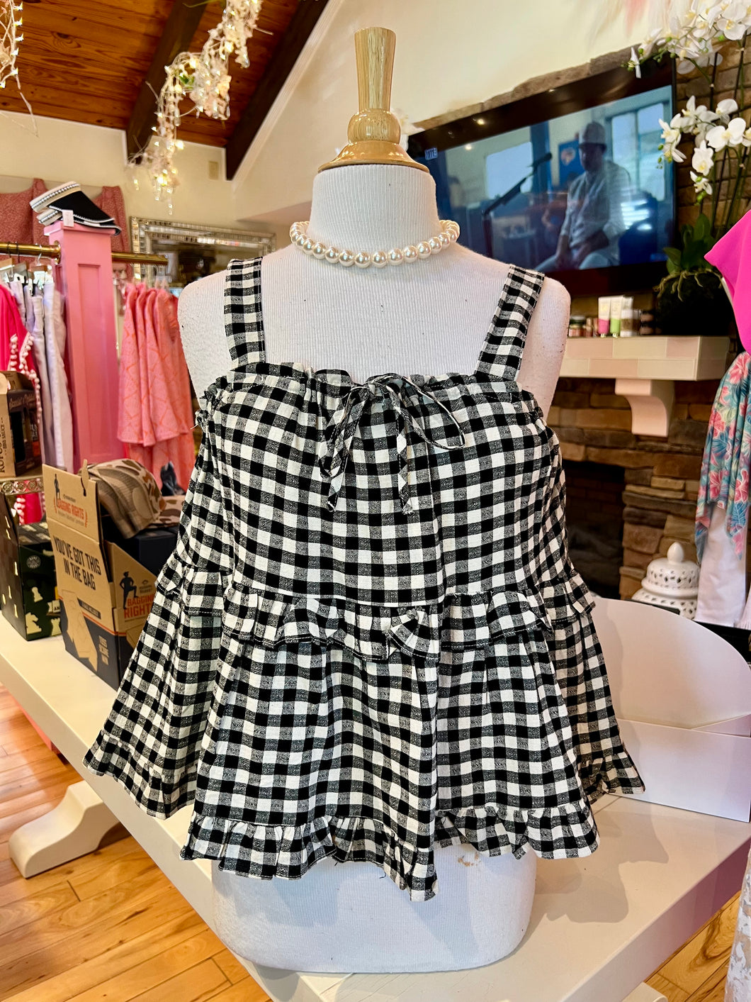 Black Gingham Tank