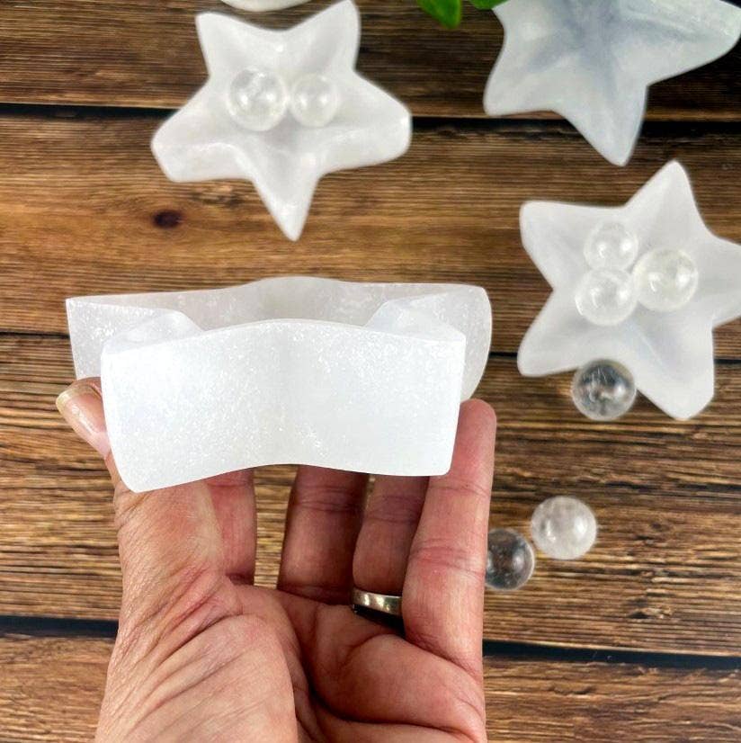 Crystal Star Selenite Reiki Charging Bowl Altar Plate