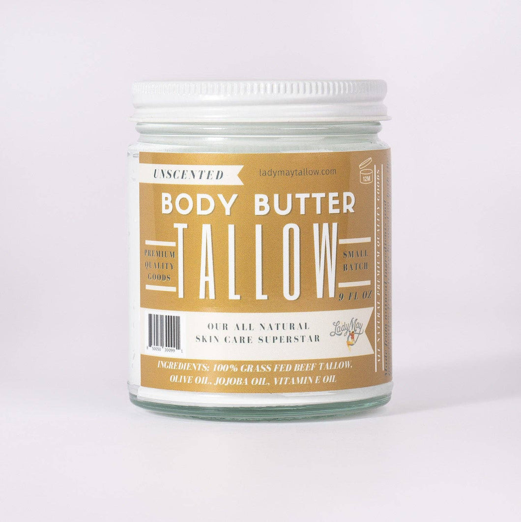Tallow Body Butter, All Natural Grass Fed Beef Tallow Moisturizer with Vitamin E and Jojoba Oil