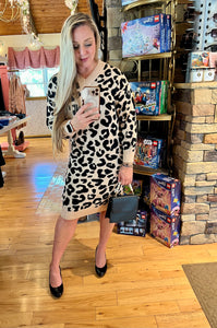 Leopard Knitted Sweater Dress